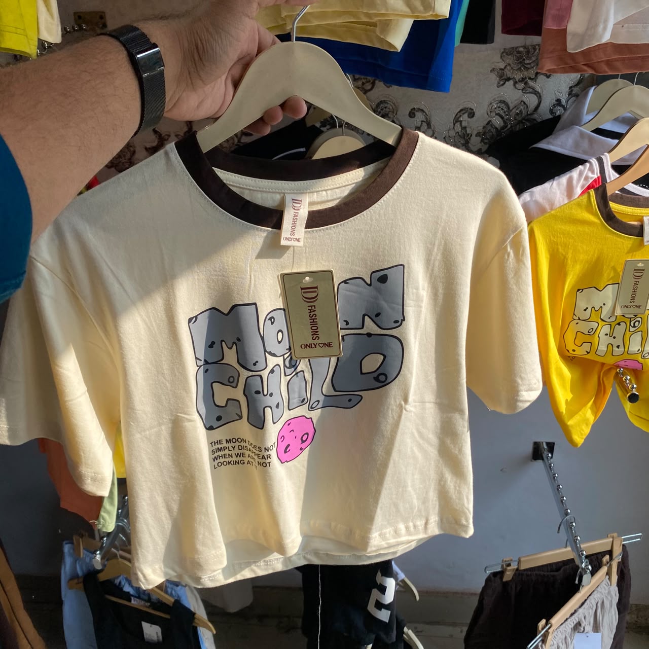 Moon Child Cream Women's Baby Tee (Fits XS, S & M)