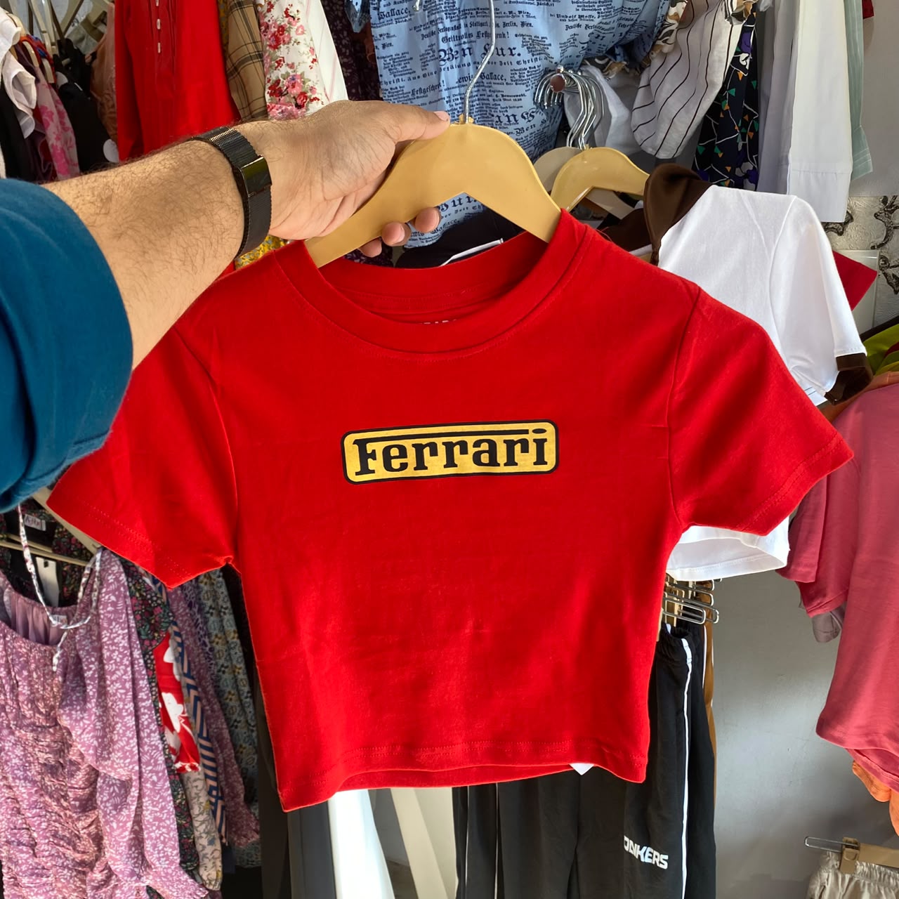 Ferrari Red Women's Baby Tee (Fits XS, S & M)
