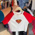 Supergirl White Stripe Women's Baby Tee (Fits XS, S & M)