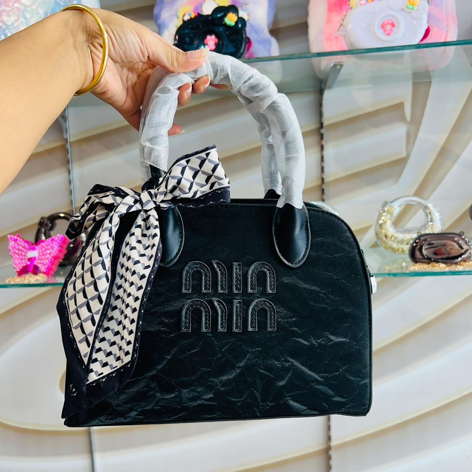 Black Marble Texture Women's Sling Bag