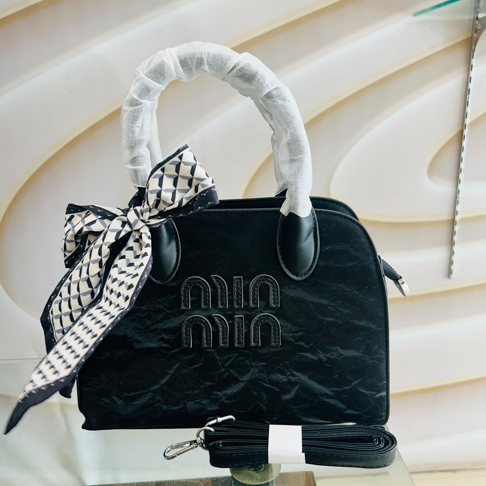 Black Marble Texture Women's Sling Bag