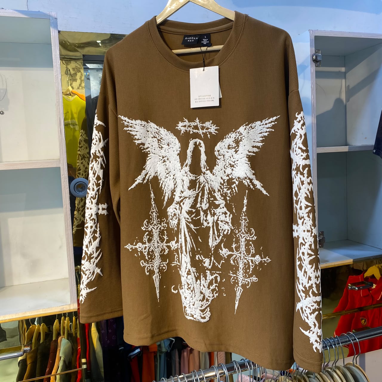 Angel Dark Brown Boxy Fit Tshirt (L Size)