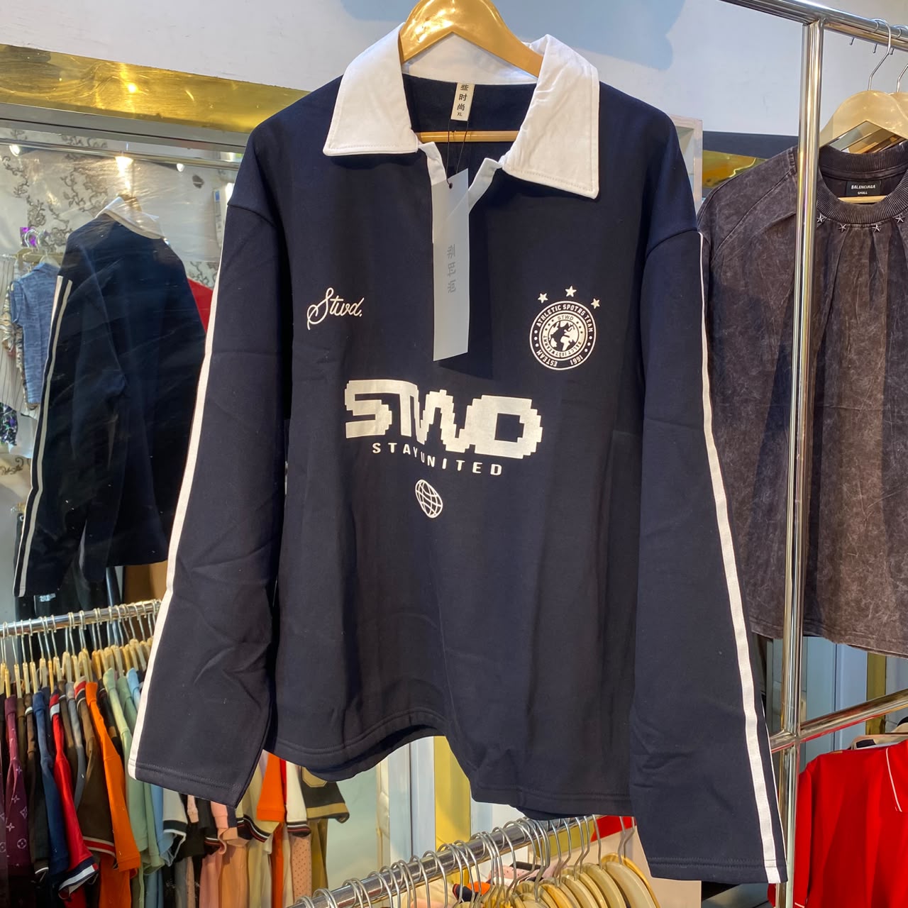 Navy Stwd Fleece Boxy Fit Tshirt (L Size)