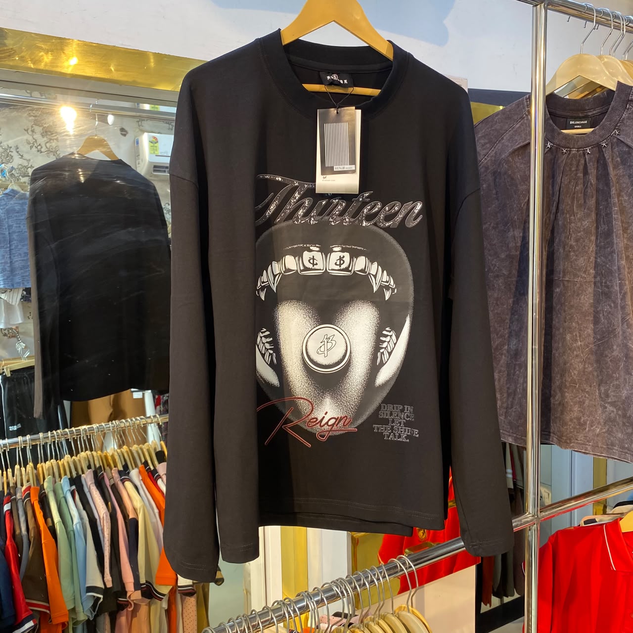 Thirteen "Imported" Cotton Black Boxy Tee