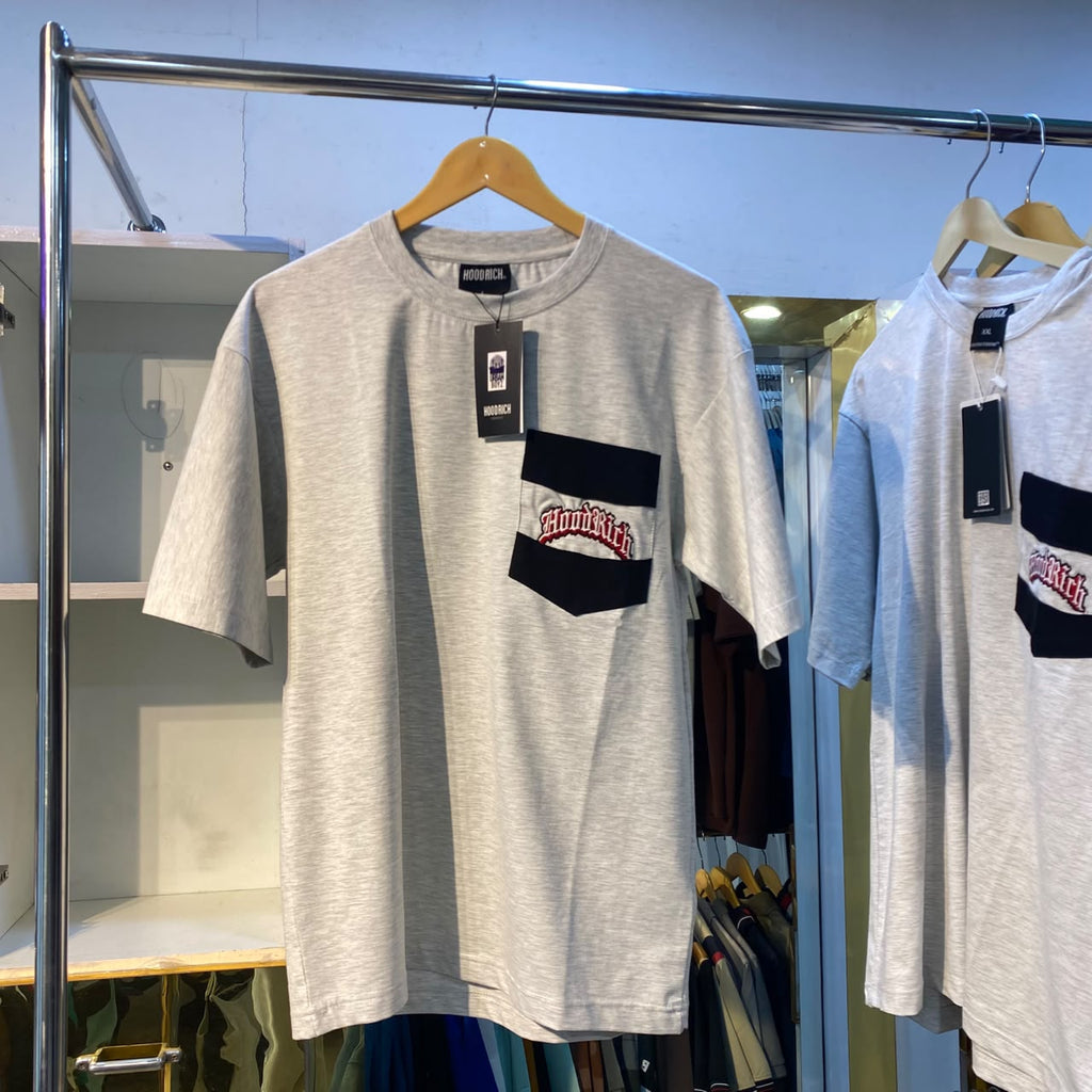 Pocket Grey Unisex Tee Heavy GSM