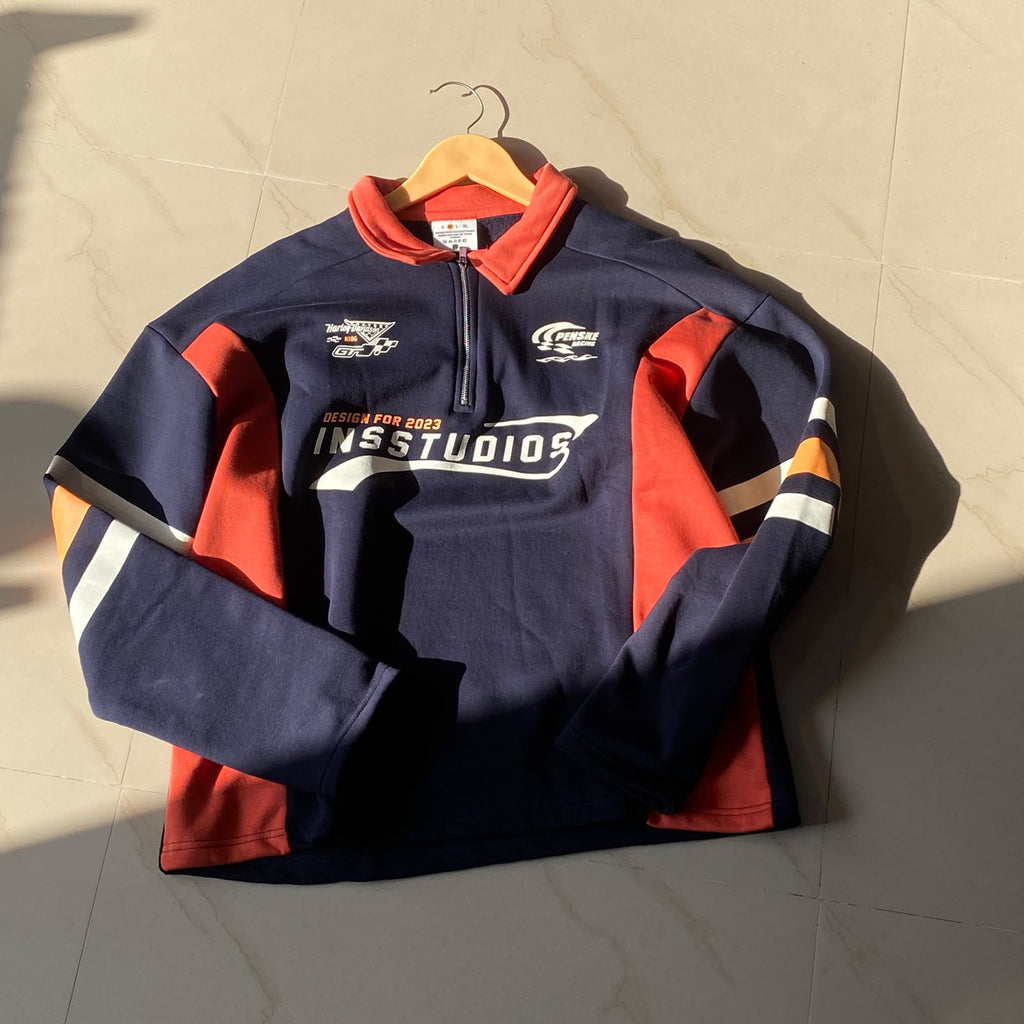 Racer Boxy Fit Navy Red Sweatshirt