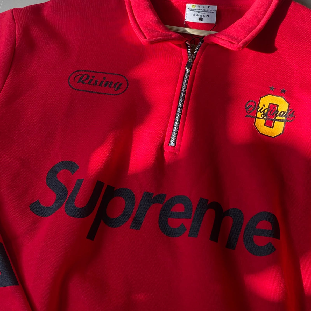 Red Half Zipper Boxy Fit Sweatshirt