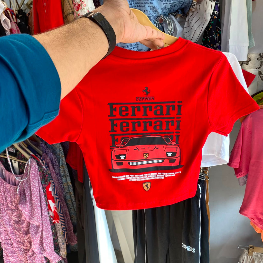 Ferrari Red Women's Baby Tee (Fits XS, S & M)