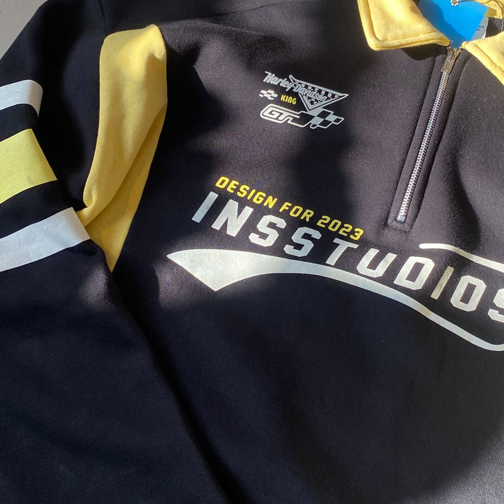 Racer Boxy Fit Black Yellow Sweatshirt
